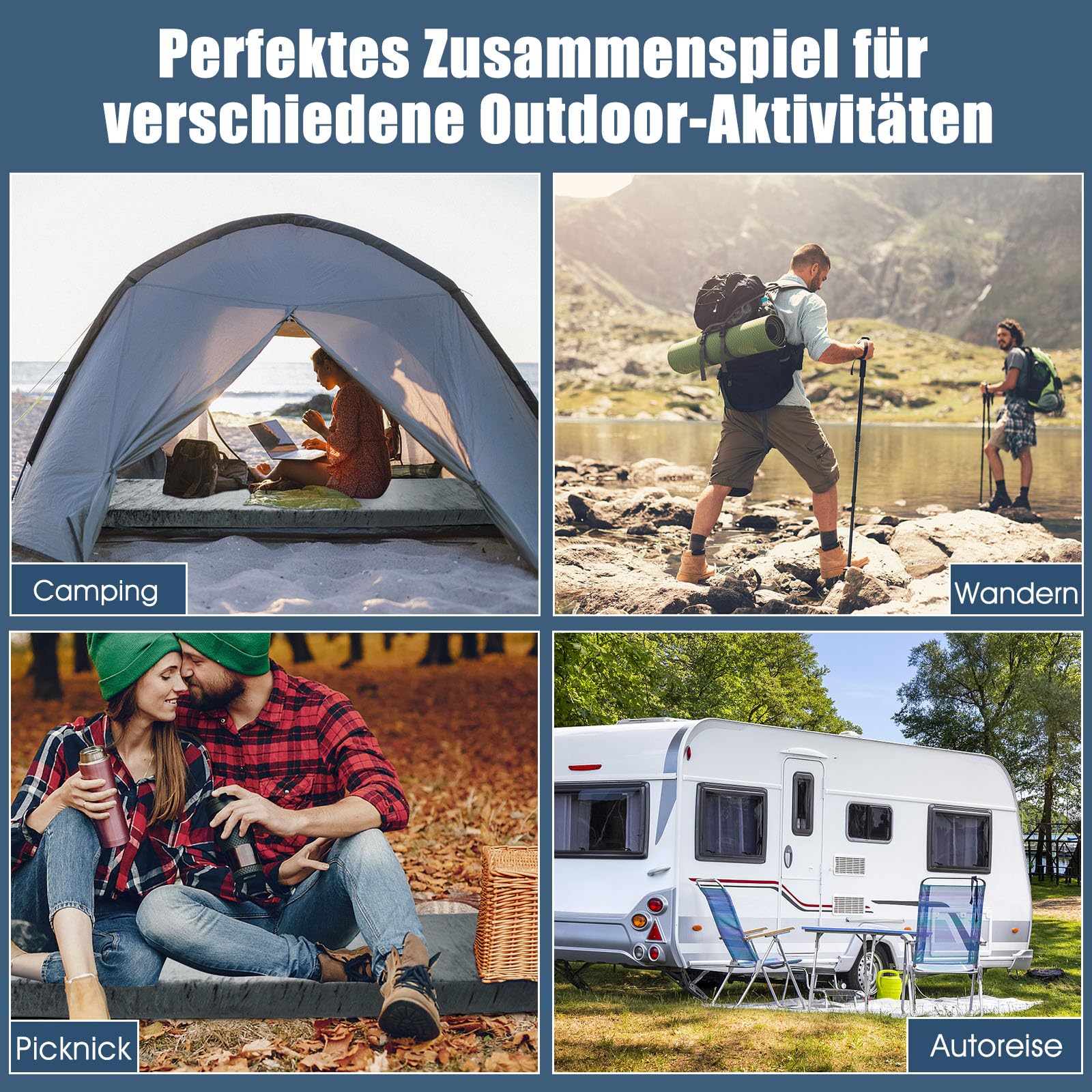 COSTWAY Memory-Schaum Camping Matratze, aufrollbare Campingmatte mit wasserdichter Beschichtung, Rutschfester Unterseite & Tragetasche, Bodenmatratze, Schlafmatte, Schlafmatratze