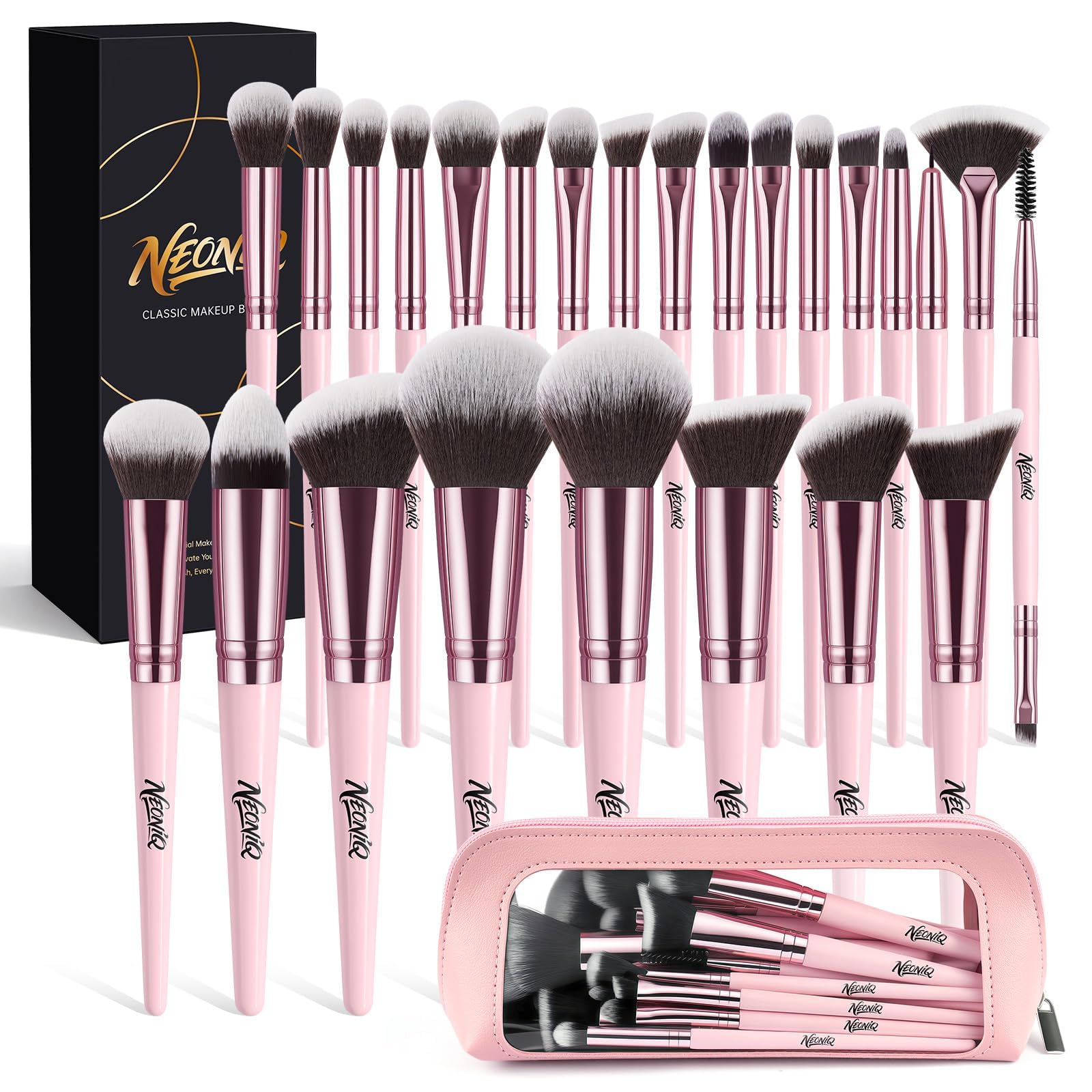 Make-up-Pinsel-Set mit Reiseetui, professionelles Make-up-Pinsel-Set für Foundation, Concealer, Puder, Lidschatten und Rouge, unverzichtbare Kosmetik-Werkzeuge, tragbares Reise-Geschenk-Set