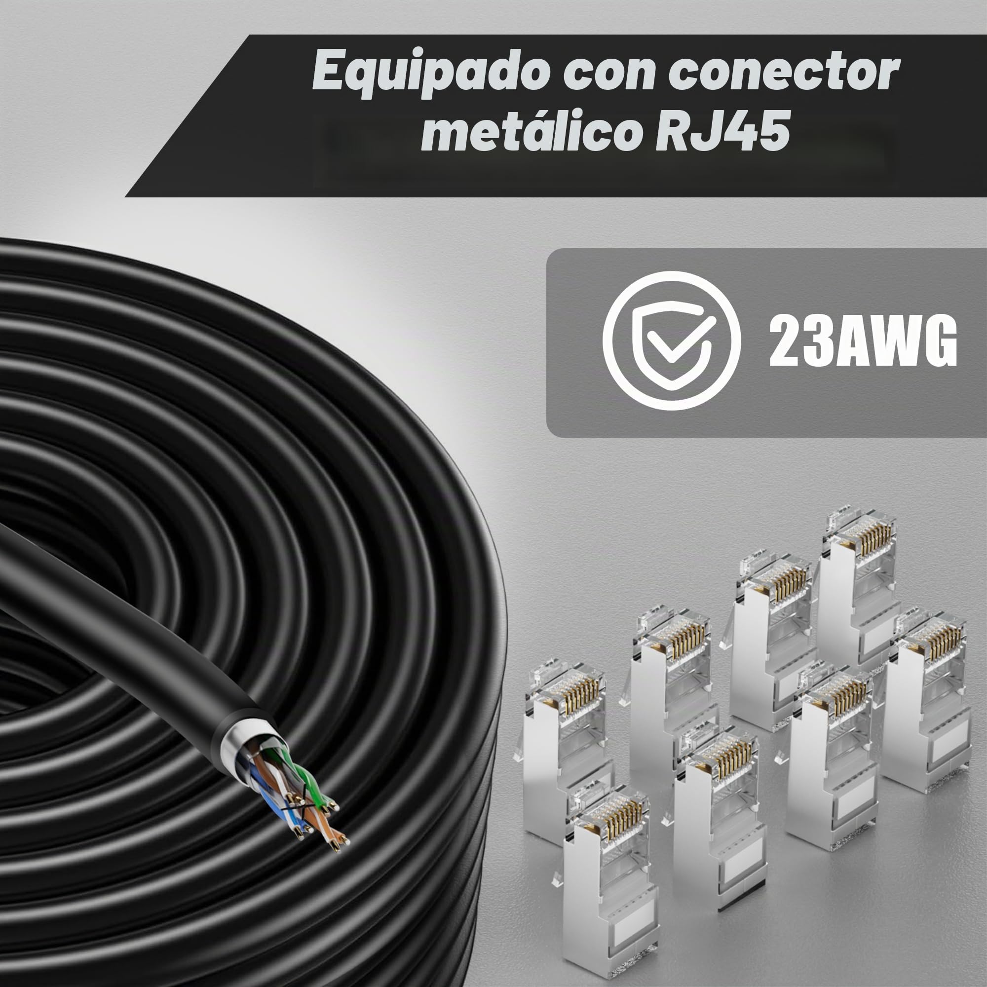 MEIPEK Cable Ethernet 40 Metros, Cat 6 Cable de Red Exterior FTP Blindado Rj45 Network Negro Lan Internet Alta Velocidad 250MHz 40m Cabo de Rede para Enrutador Módem