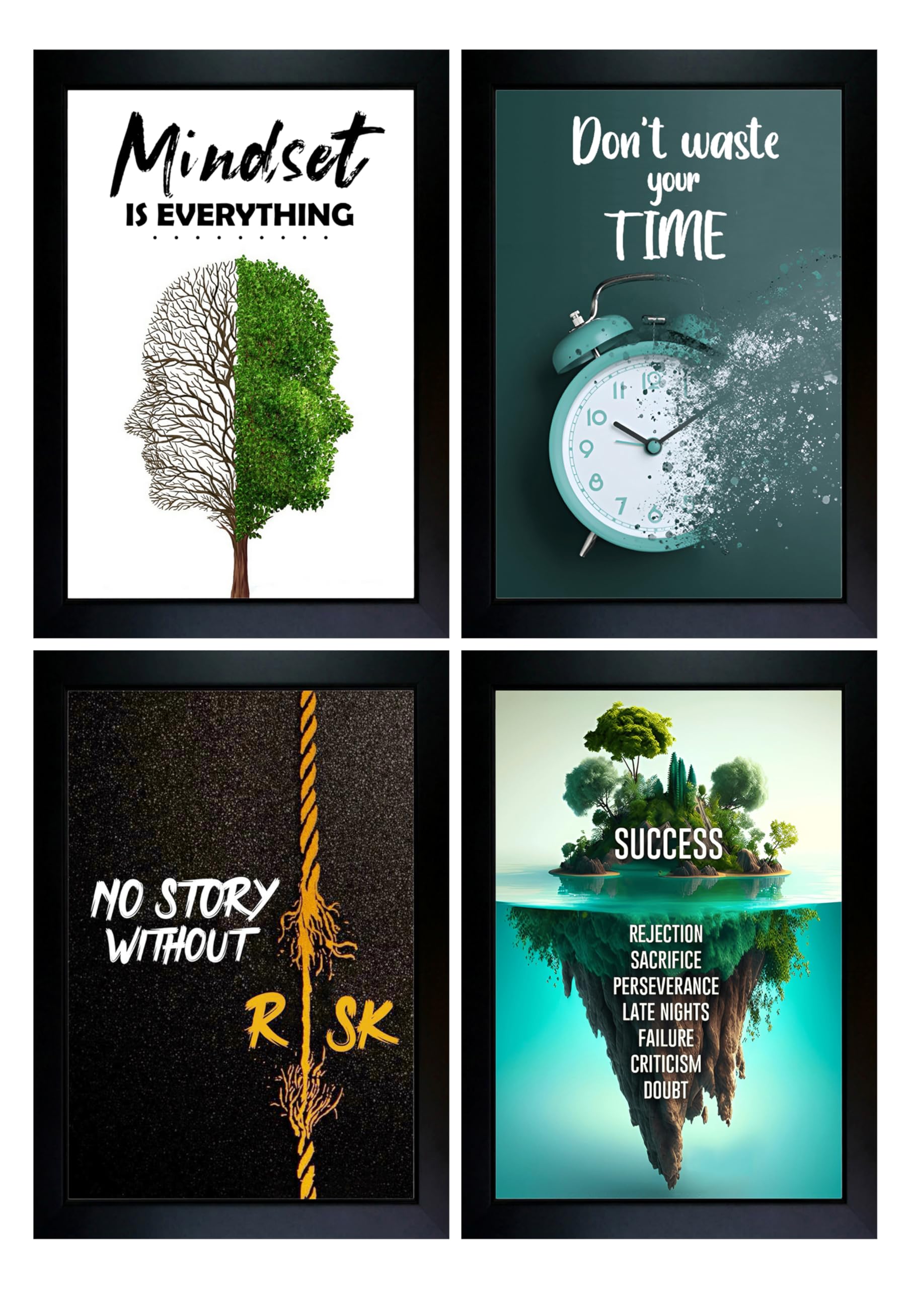 CrowdHall Motivation Photo Frame | Motivation Frame | Motivational Quotes Wall Art for Living Room, Home Decor, Bedroom, Office. (Size 13 X 17 inch, 4 Frame Combo) (6.5 x 8.5 Each Frame Size)-image-35
