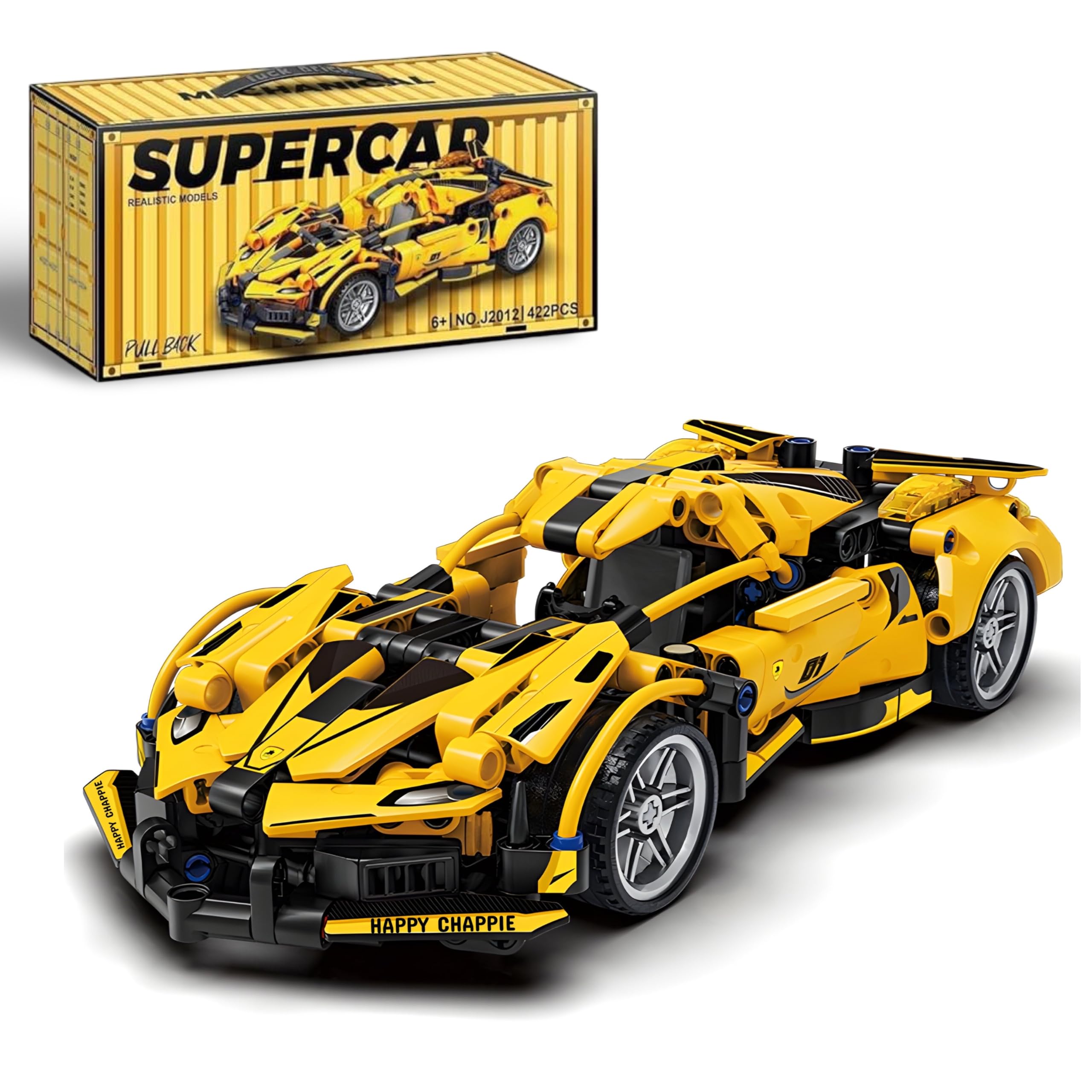 Mechanical Super Car Building Blocks Set (422 PCS) | Pull Back Function, Openable Doors, Rubber Wheels | Highly Detailed Car Model Educational Construction Toy for 6+ Age-image-25