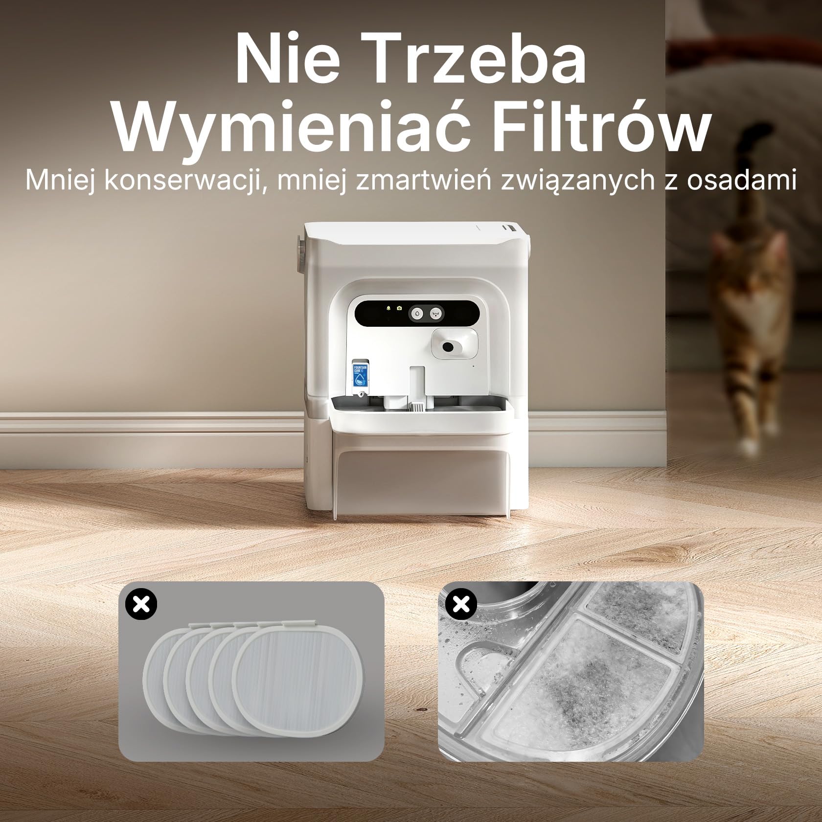 PETKIT EVERSWEET ULTRA Fontanna dla Kota bez Filtra, z Kamerą AI, Oddzielanie Czystej i Brudnej Wody, Automatyczne Poidło dla Kotów o Pojemności 5L, Sterowanie Przez App, Taca ze stali nierdzewnej