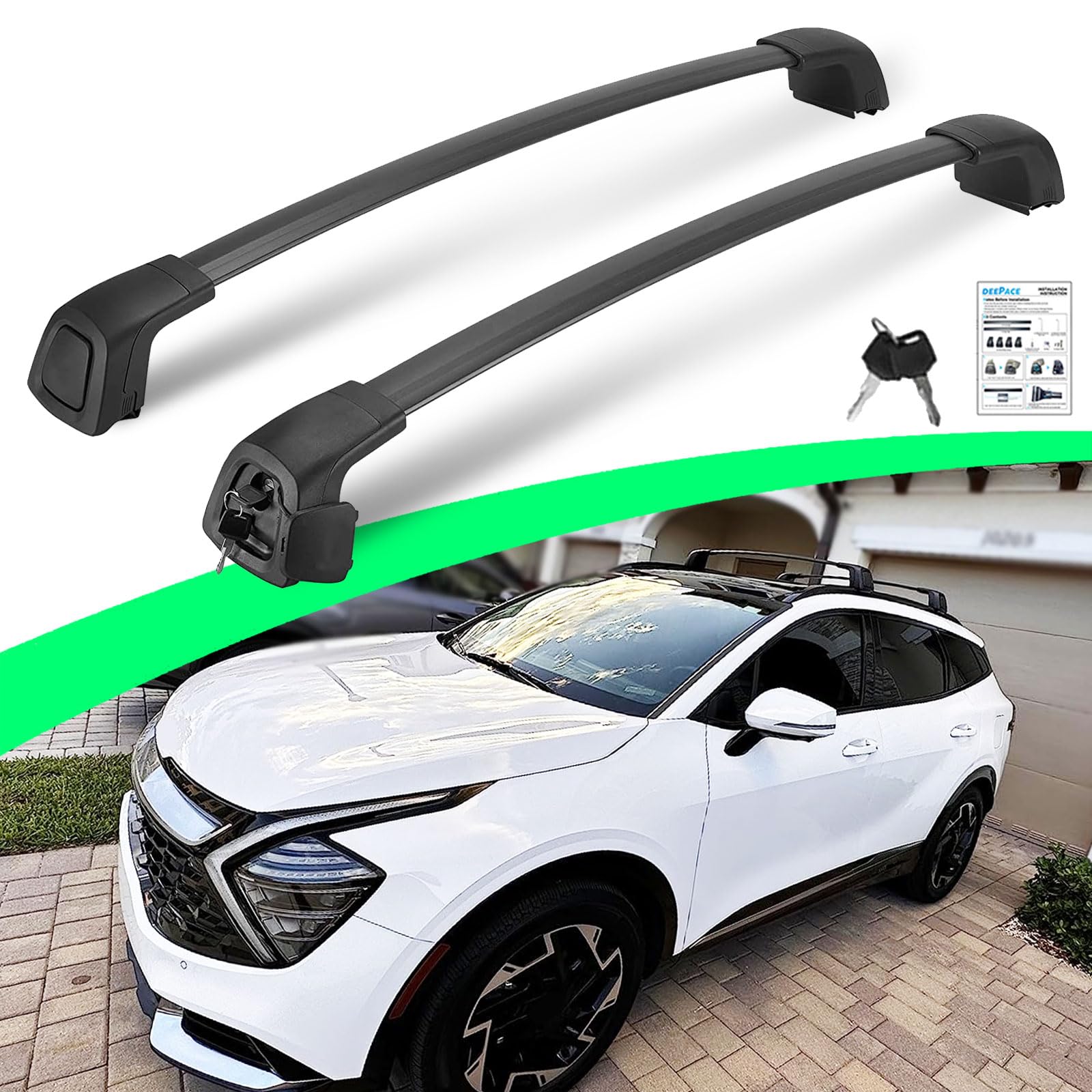 Kia Sportage Cross Bar Fittings Lockable Roof Rack Cross Bars