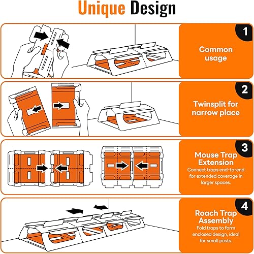 Miniatura 5 de TwinSplit - Trampas para cucarachas para interiores (paquete de 12) para cucarachas, arañas, control de plagas de grillos para el hogar y viajes