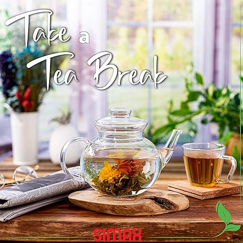 Miniatura 5 de Simax Glassware - Tetera de vidrio de 33 onzas  Con boquilla, microondas y estufa, resistente al calor, al frío y a los golpes térmicos, es una