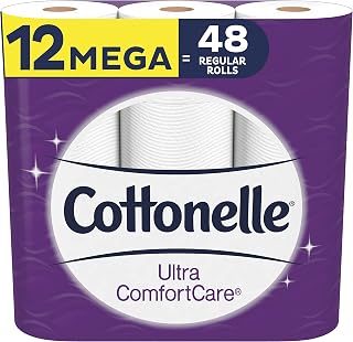 Cottonelle Ultra ComfortCare Toilet Paper,12 Mega Rolls Soft Bath Tissue (12 Mega Rolls = 48 Regular Rolls)