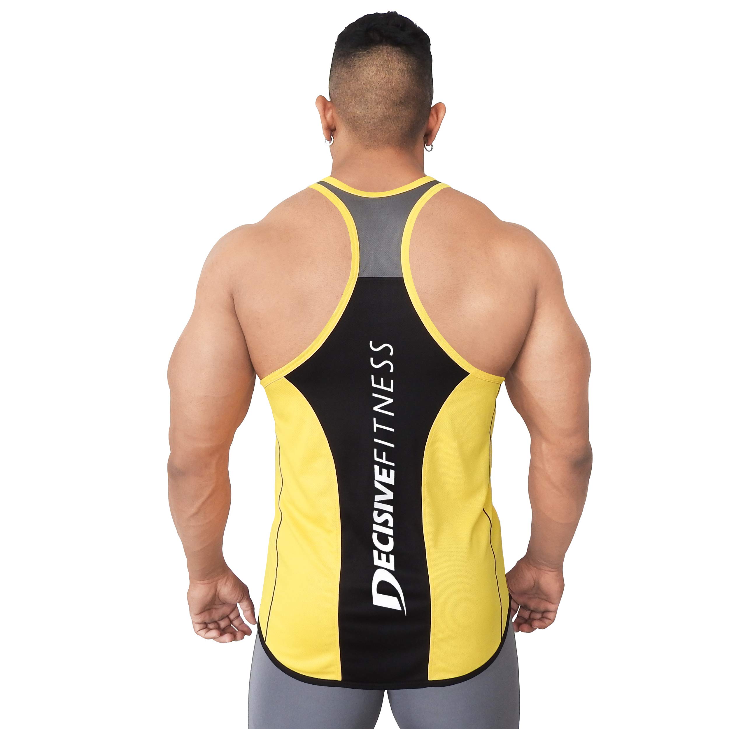 decisive Fitness 3 Tone Gym Stringer Vest for Men- Black_Blue-picture-37