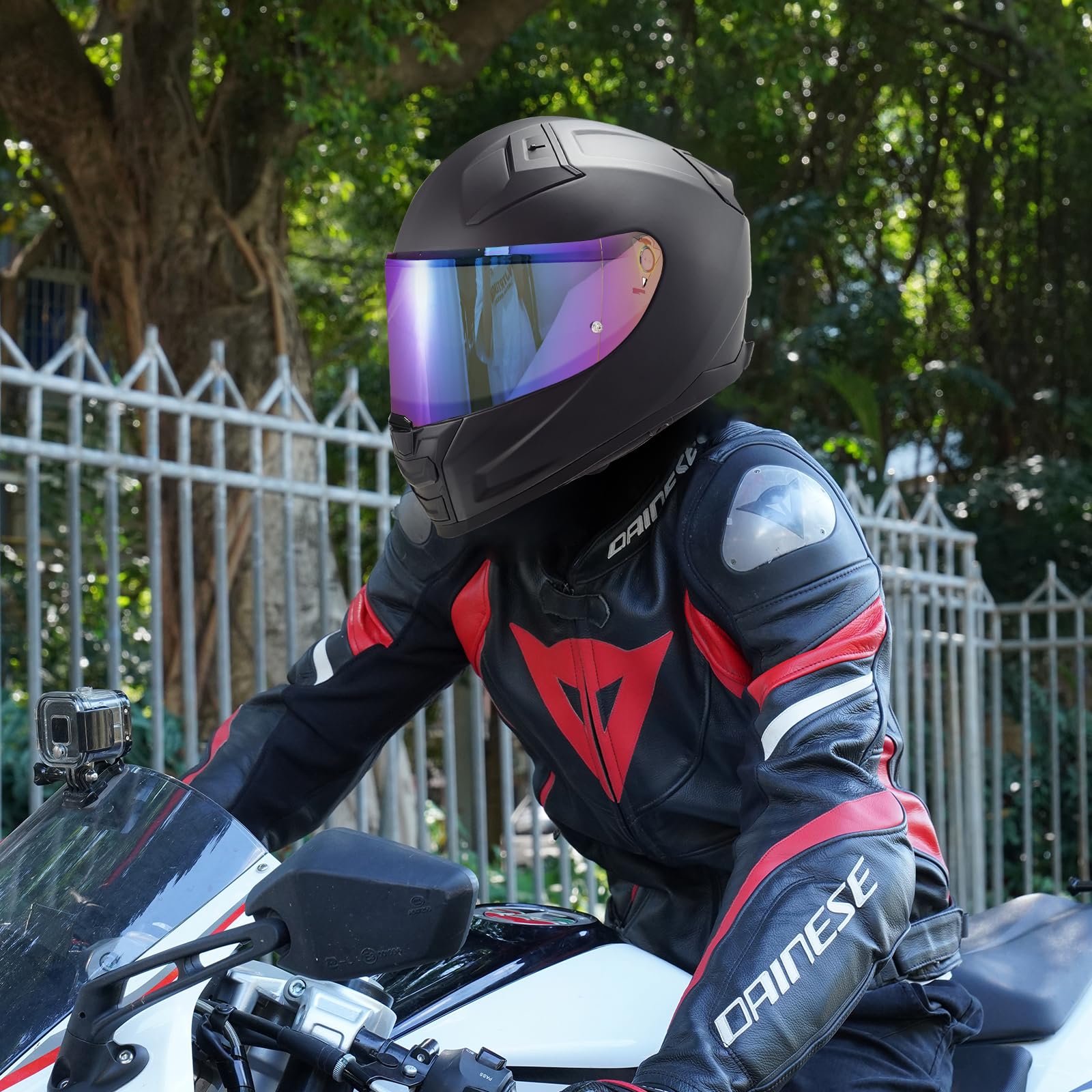 VCOROS Motorradhelm Visier,Motorrad Windschutz Helm Objektiv Visier,Helmvisier für FF811/VECTOR II/Citation II,Vollgesichts Helmlinsenvisier Motorradhelm Zube (Regenbogen)