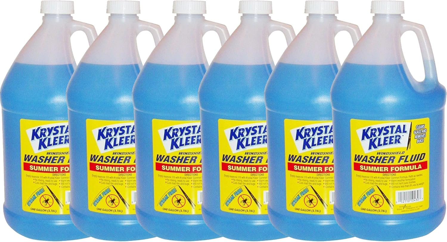 6 Pack Blue Krystal Kleer Windshield Washer Fluid 1 Gallon +32 Degree Fahrenheit