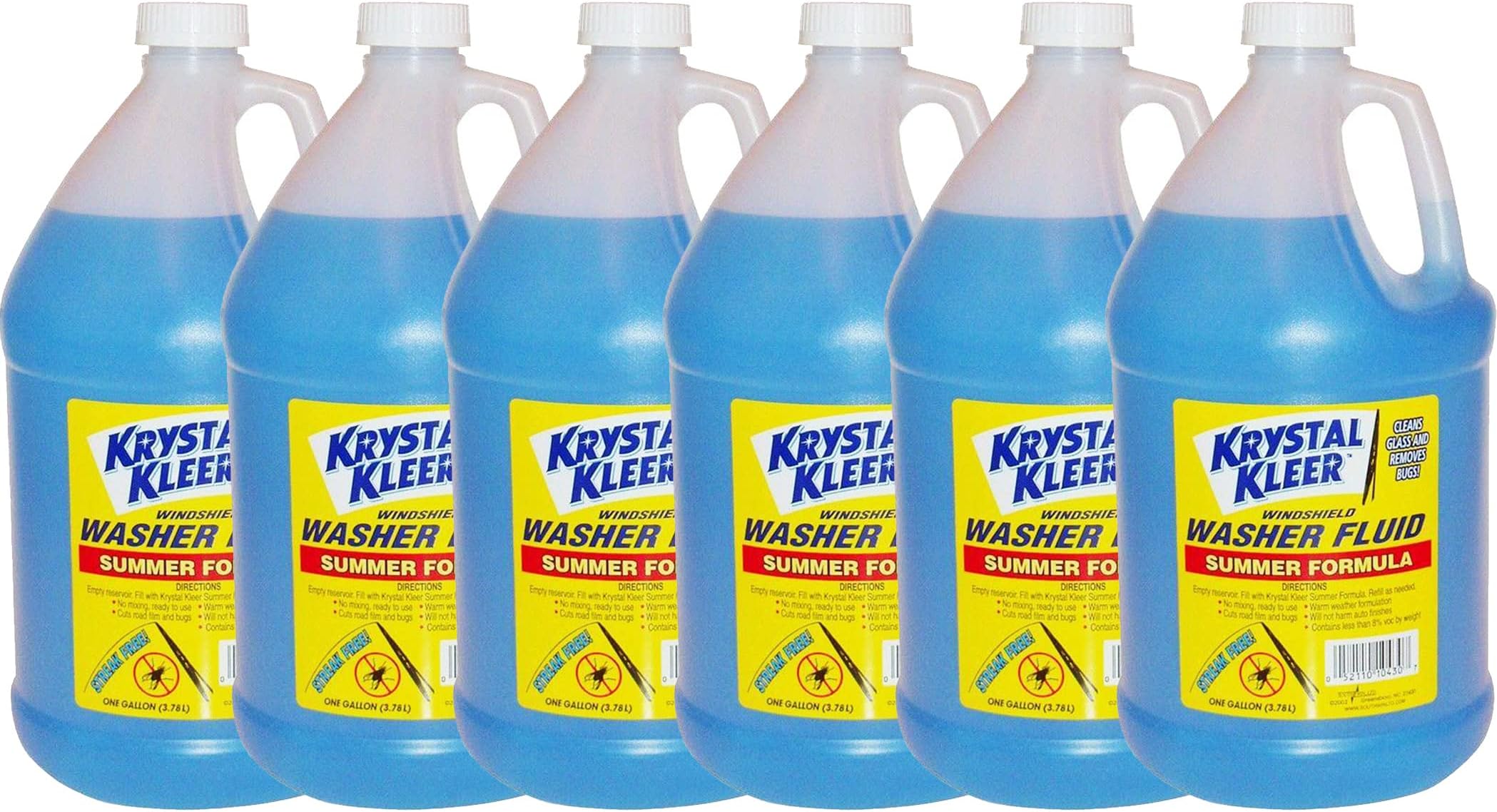 6 Pack Blue Krystal Kleer Windshield Washer Fluid 1 Gallon +32 Degree Fahrenheit
