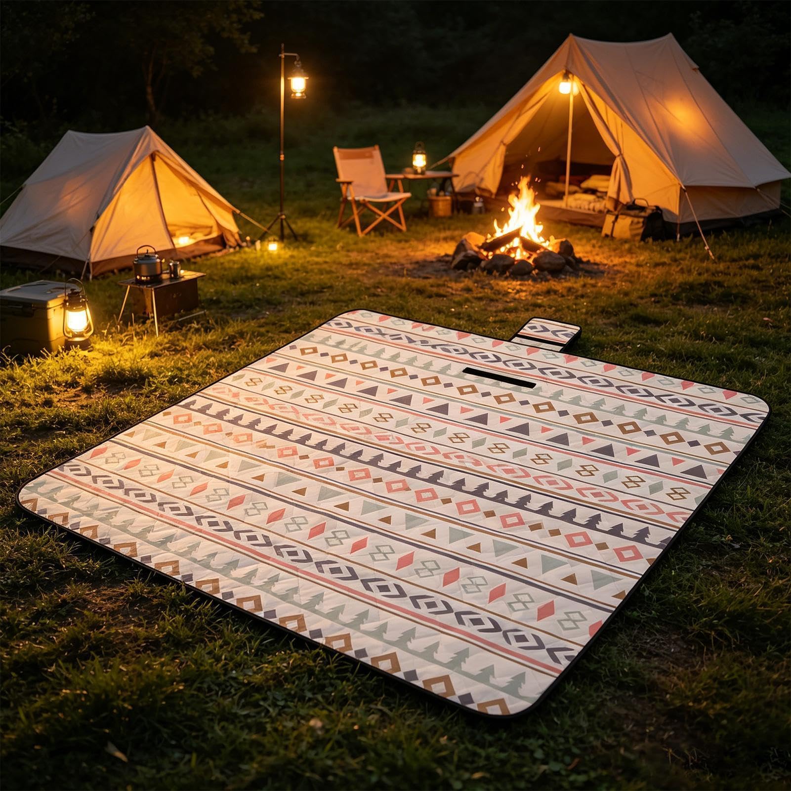 Telo da Picnic Stuoia Pieghevole 200 x 200 cm Antisabbia E Impermeabile