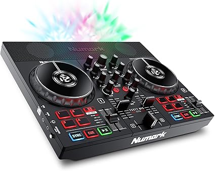 Numark Party Mix Live DJ Controller with Speakers, Lights, 2 Decks, Mixer (Audio Interface and Serato Lite)