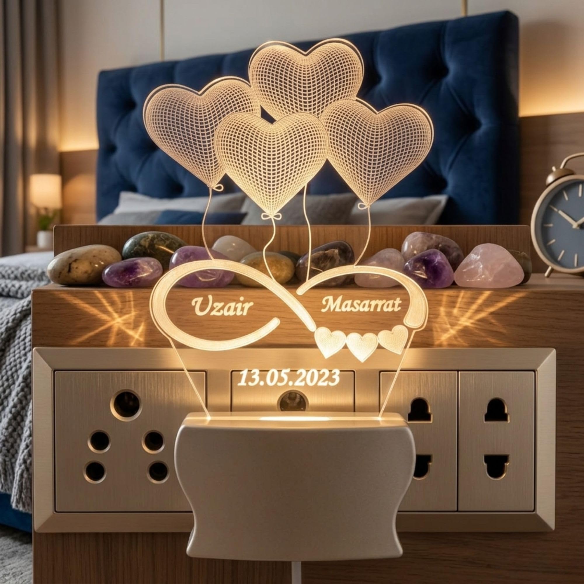 SHAYONA Personalized Heart LED Night Lamp with Names & Date – Custom 3D Illusion Acrylic Light Gift for Couples, Anniversary, Wedding, Valentine's – Romantic Decor 2
