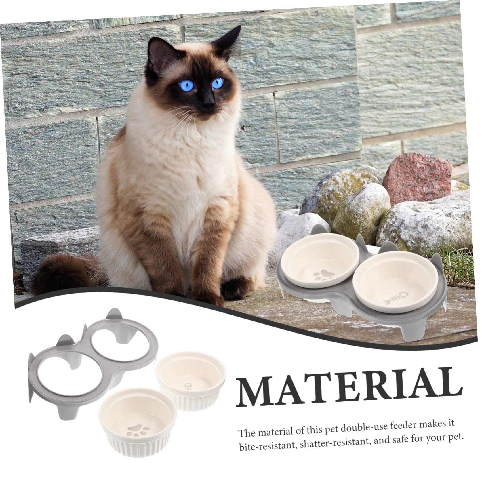 Erhöhter den 2 Keramik Design Schräges Näpfen mit Katzen Katzennapf Abnehmbar Schont Hals für Futter und Wasser