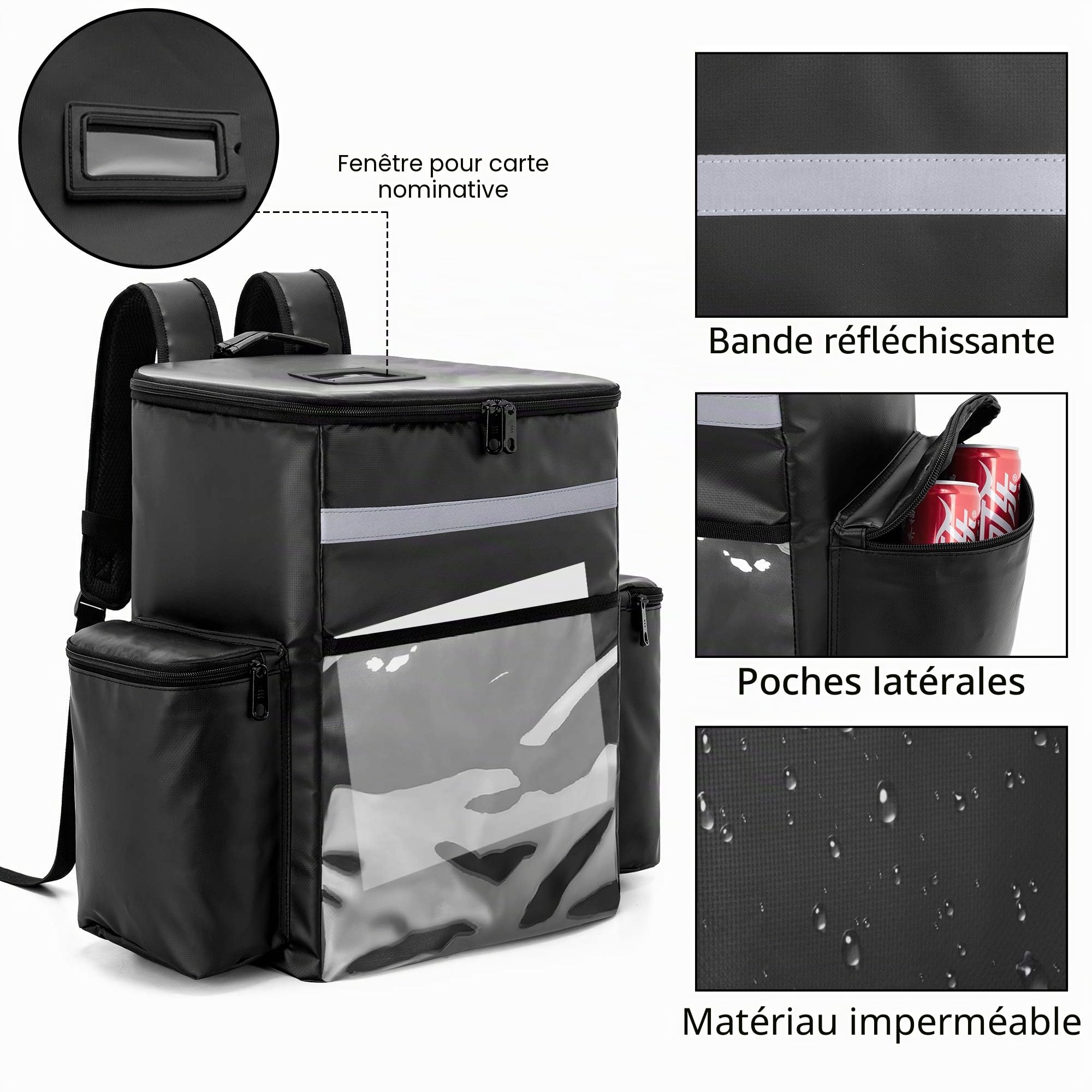 Trunab Sac Isotherme de Livraison, Sac Isotherme Repas Étanche & Ergonomique Convient à Transport de Nourriture, Livraison de Repas à Emporter, Pique-Nique, Camping, Plage, Vélo, Moto et Scooter