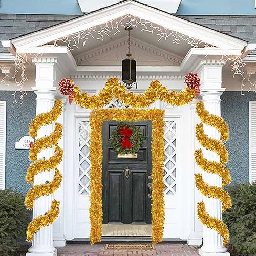 Miniatura 6 de Guirnalda de oropel de 26.2 pies para decoración de árbol de vacaciones, pared, hogar, oficina, evento, Navidad, cumpleaños, bodas, decoraciones de