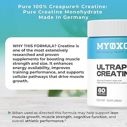 Miniatura 5 de MYOXCIENCE Creapure Monohidrato de creatina  Respalda la fuerza y la masa muscular, la cognición y la masa corporal magra  Sin sabor 60 porciones