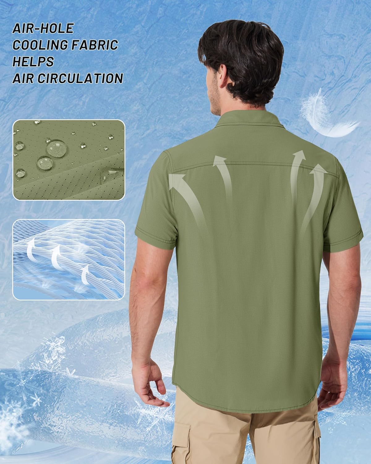 MAGCOMSEN Men's Fishing Shirts UPF 50+ Short Sleeve Sun Protection Shirts Quick Dry Cooling Button Down Shirt Hiking Safari - Image 6