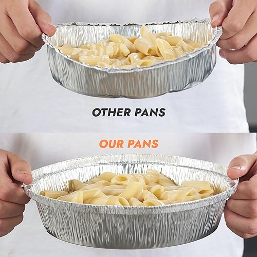 Miniatura 5 de CURTA Sartenes redondos de papel de aluminio de 7 pulgadas con tapas transparentes, resistentes, ideales para asar, hornear, almacenamiento, asar,