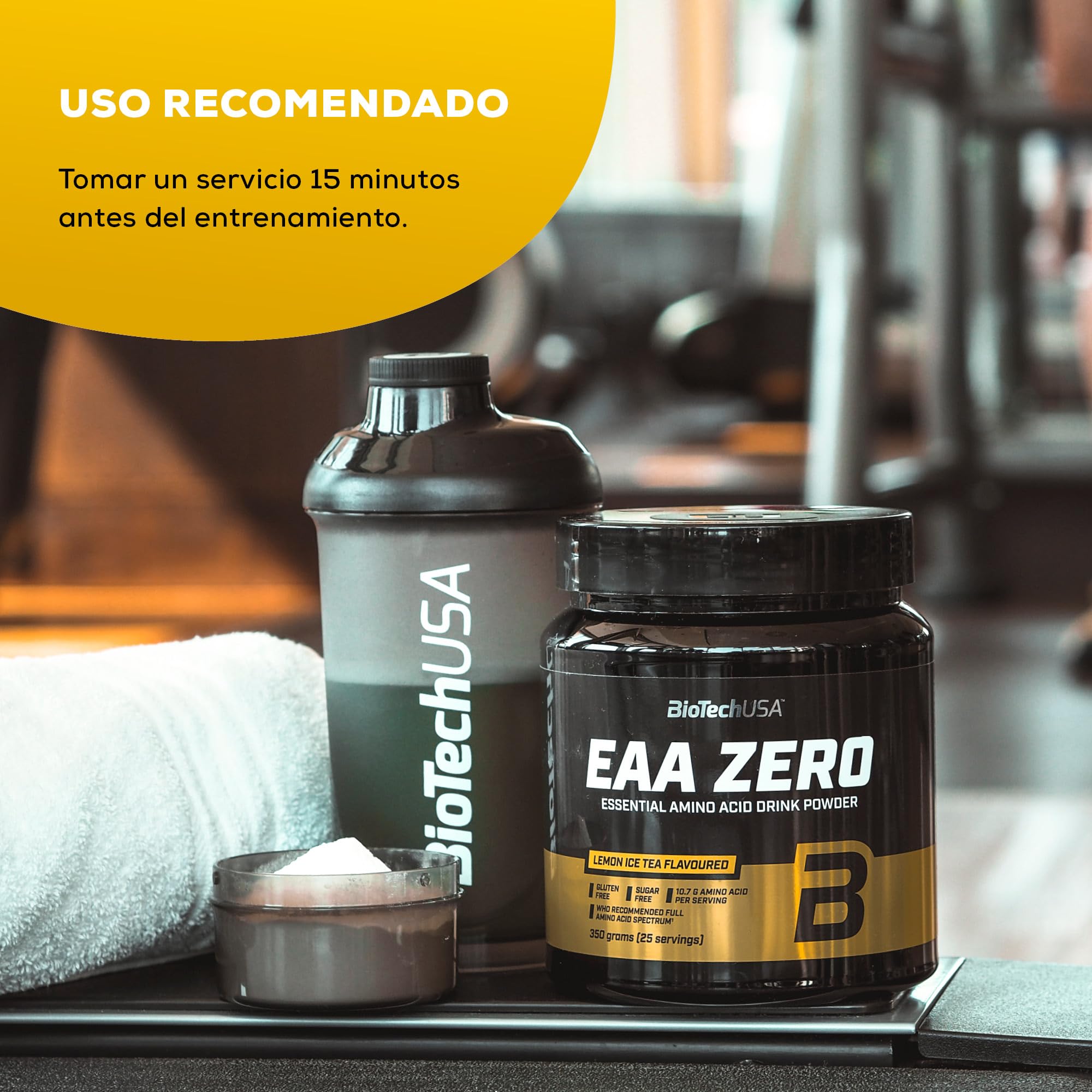BioTechUSA EAA Zero - Essential Amino Acid Power | 7160mg EAA/porción | Proporción recomendada por la OMS | Sin azúcar, sin gluten, 350 g, Limón — view 3