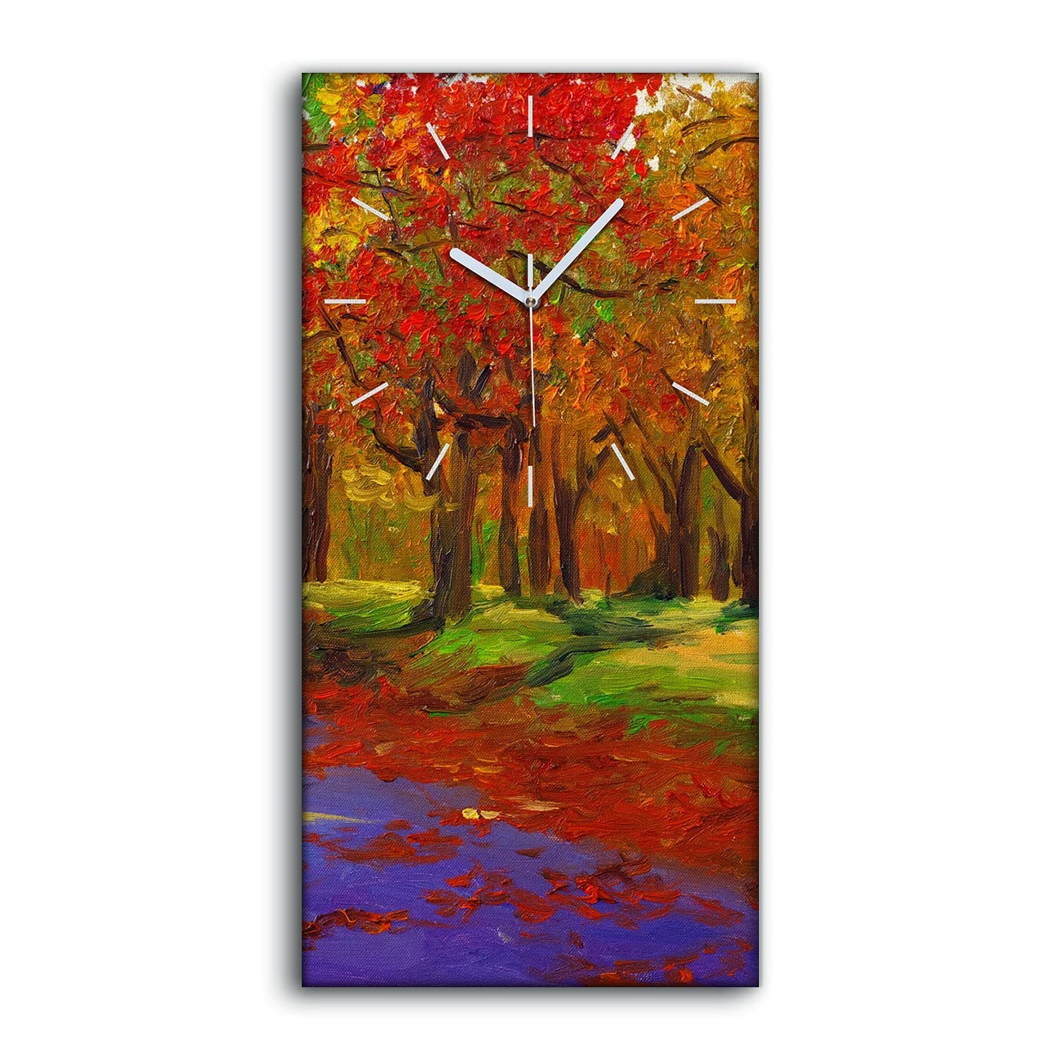 Horloge sur toile haut de gamme 30x60cm motif érable en automne décoration murale design