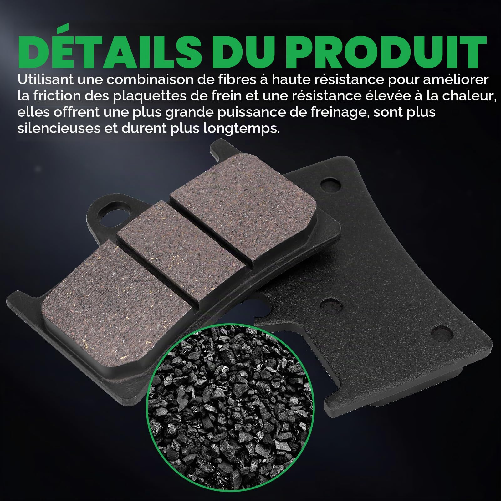 Plaquettes de frein avant et arrière compatibles avec YZF R6 600 2003-2016 / FZ6 Fazer S2 2007-2009 / FZS 1000 2006-2014 / FZ1 Fazer 2006-2015