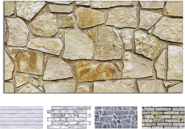 3D Faux Stone Wall Panels Peel and Stick, 12 Pcs 22.8