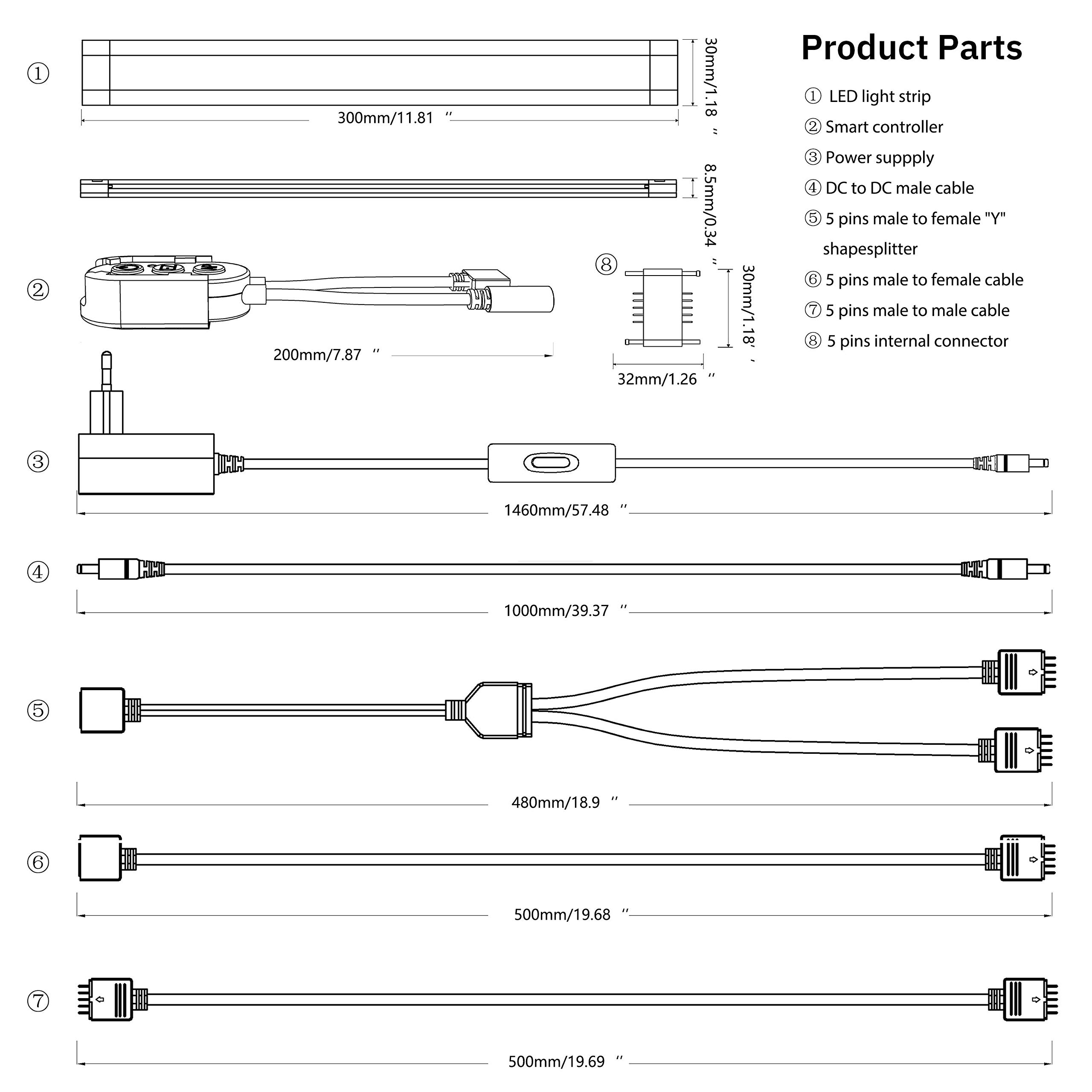 LAMPAOUS Oświetlenie podszafkowe LED Smart ściemnianie 4 W x 6 24 W 2700 K do 6500 K lampka nocna oświetlenie szafy, listwa świetlna kompatybilna z Echo Alexa Siri Echo Google Home i IFTTT (nie jest potrzebna)