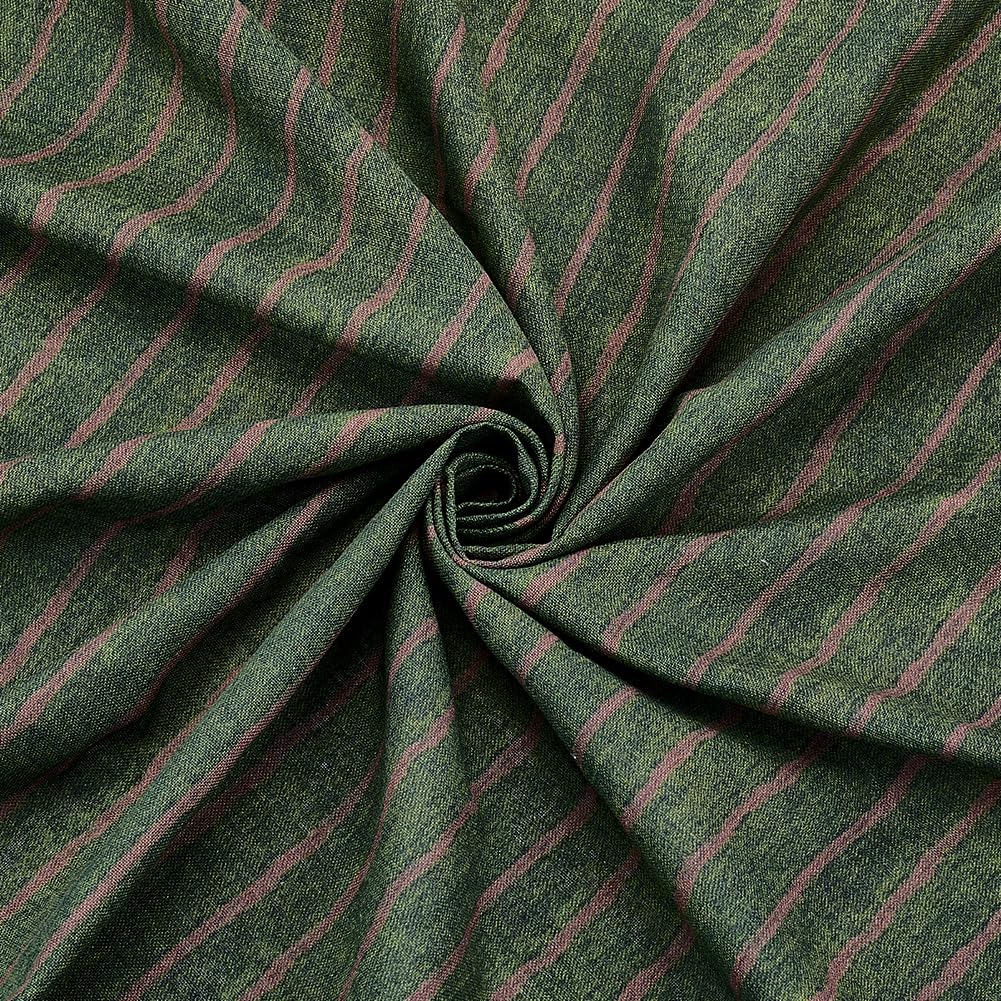 MAYJOYDIY Tessuto in cotone e lino, 2 m, 1,5 m, tessuto a strisce per tappezzeria, tende, federe, cuscini, biancheria da letto, verde oliva scuro