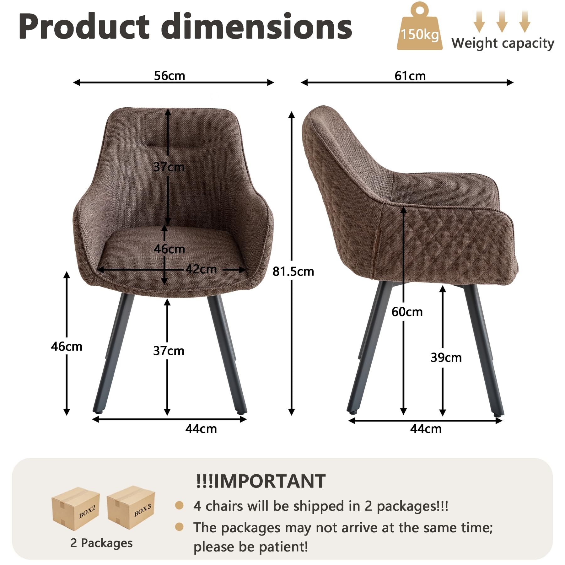 GrandCA HOME Juego de 4 Sillas de Comedor con Reposabrazos, Giro de 360°