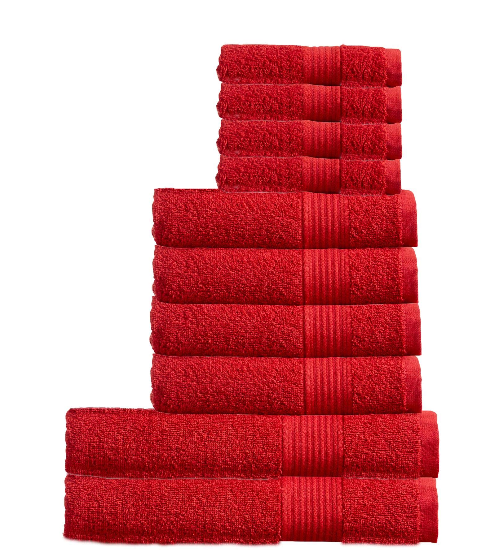 Olivia Rocco Red Egyptian Cotton Towels Home Bathroom Towel Set Bale Fade Resistant 500Gsm Home Collection Bales Bath Sets, 2 Bath, 4 Hand And 4 Washcloths