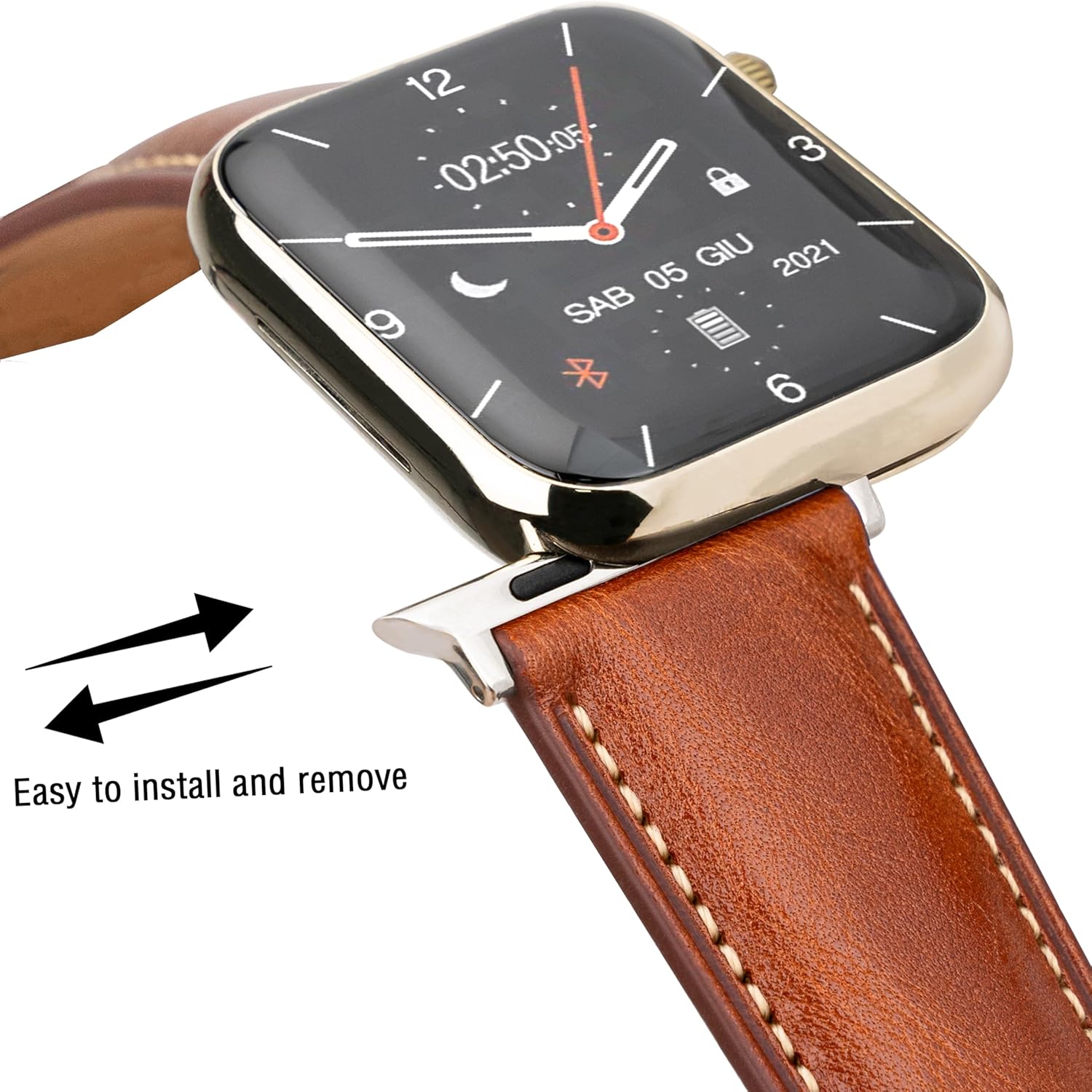 Leather Bands Compatible with Apple Watch Band 42mm 44mm 45mm 49mm Ultra, Replacement Band Leather Strap for Men iWatch Ultra 3/2/1 Series 9 8 7 6 5 4 - Image 7