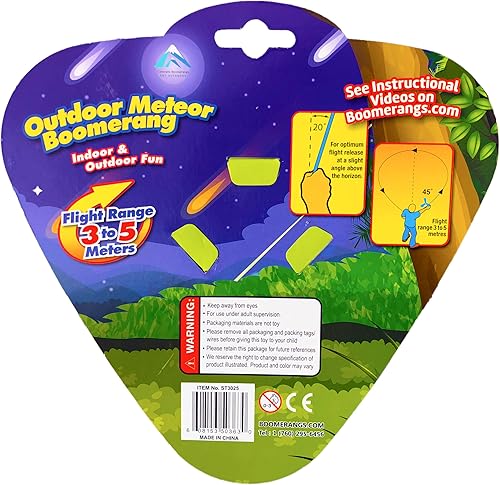Miniatura 3 de Paquete de 4 cometas y meteoritos Boomerang, viene con dos bumeranes de meteoritos al aire libre y dos boomerangs de cometas interiores