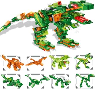 Dinosaur Building Blocks,8-in-1 Dinosaur Building Toys,391 PCS Dinotrux Building Sets for Kids,Dinosaur Building Kit,Dinosaurs Toys for Boys Ages 6-12 Year Old
