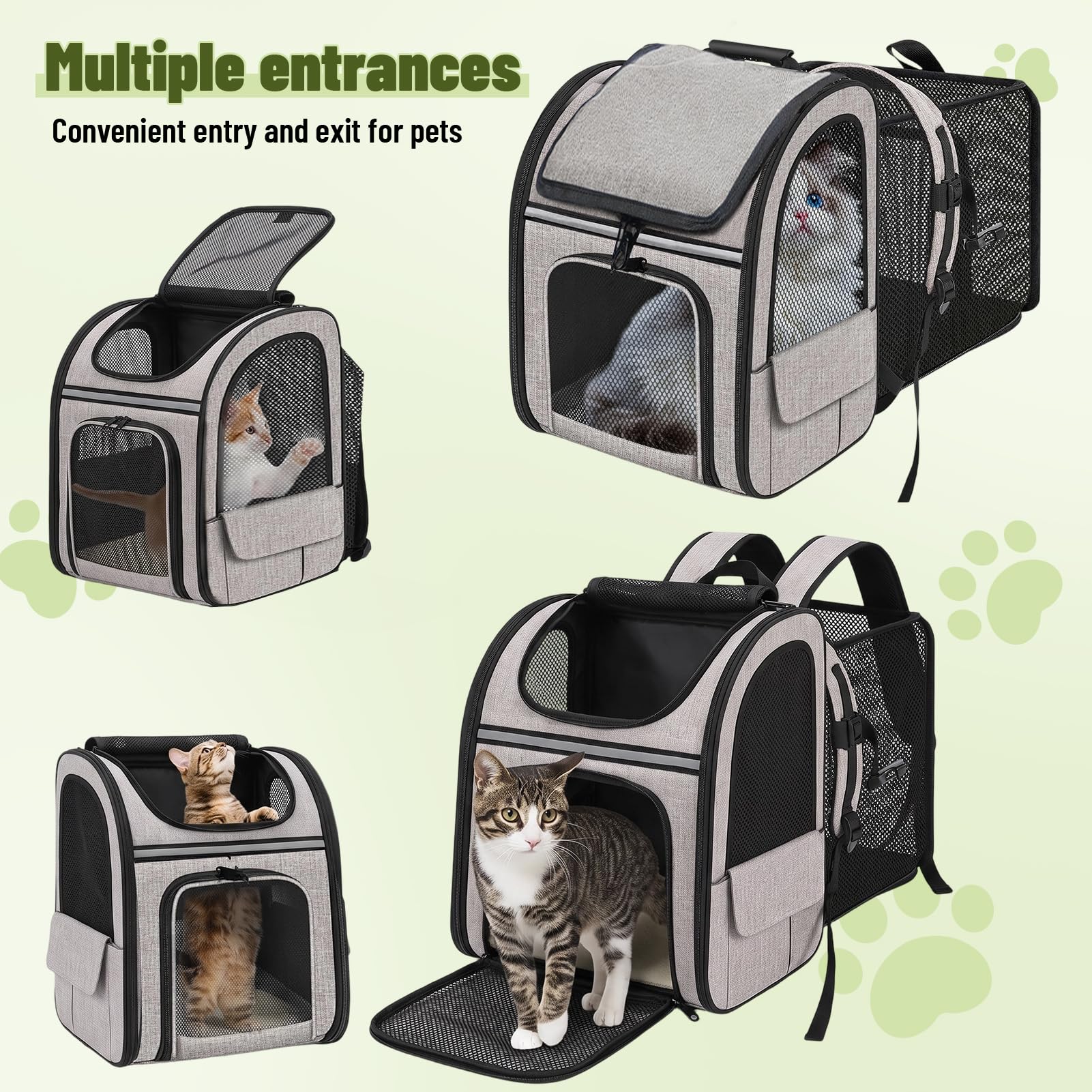 Zaino Espandibile Per Gatti–Zaino Per Cani Fino A 8 Kg,Pieghevole, Per Gatti,Cani,Con Guinzaglio Di Sicurezza Interno E Tappetino Per Animali Domestici,Borsa Per Il Trasporto Di Gatti(Massimo 8 kg)