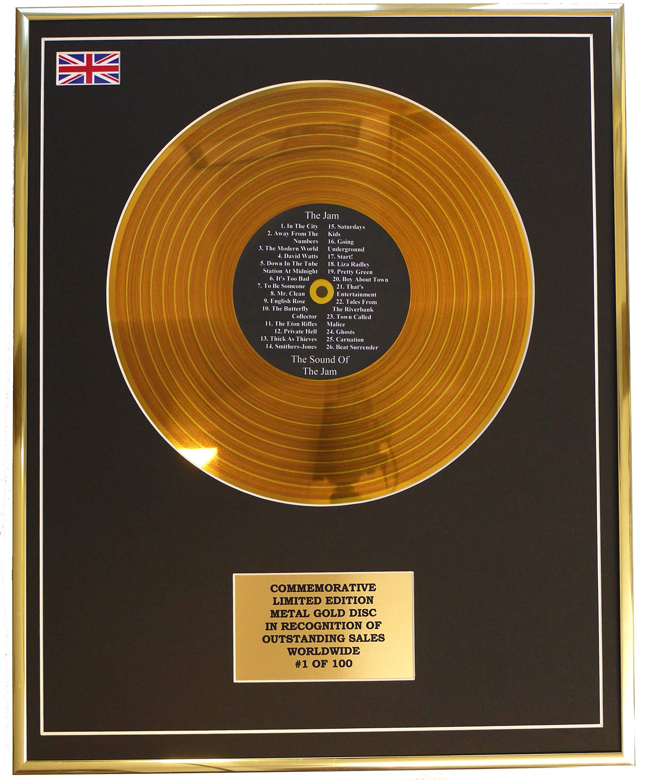 Limited Edition Metal Gold Disc Gold The Jam - The Sound Of The Jam Metal Record Display Commemorative Ltd Edition