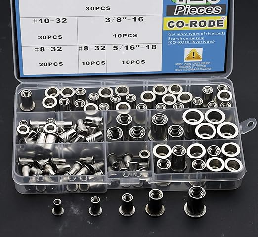 Kit de 120 tuercas de remache de acero inoxidable 304, 5 tamaños miniatura 4