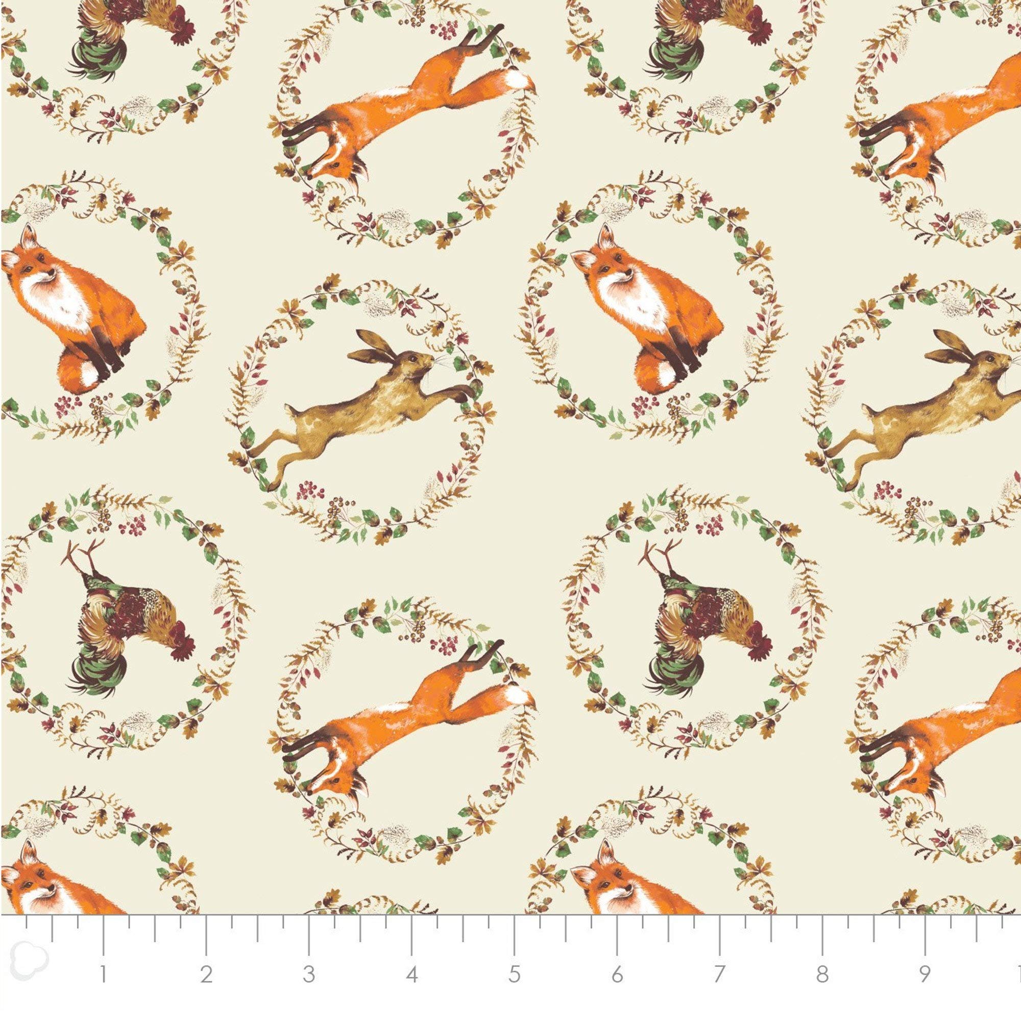 Blank Quilting Multicolored Fat Quarter Laura Ashley Fables Hare, Fox & Cockerel 100% Cotton Quilting Fabric