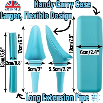 SHEWEE Flexi + Case Female Urinal – Made in the UK – Reusable & Portable Urination Device. Festival, Camping, Car, Hiking Essentials for Women. Stand to Pee Device W/Travel Case and Extension Pipe