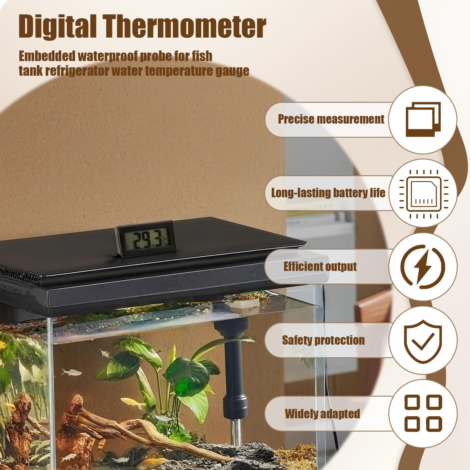 4 Mini Thermomètre Numérique, Thermomètre Digital LCD Moniteur de Température avec 1m Sonde Externe pour Reptiles Réfrigérateur Congélateur Réfrigérateur Aquarium Incubateur Volaille
