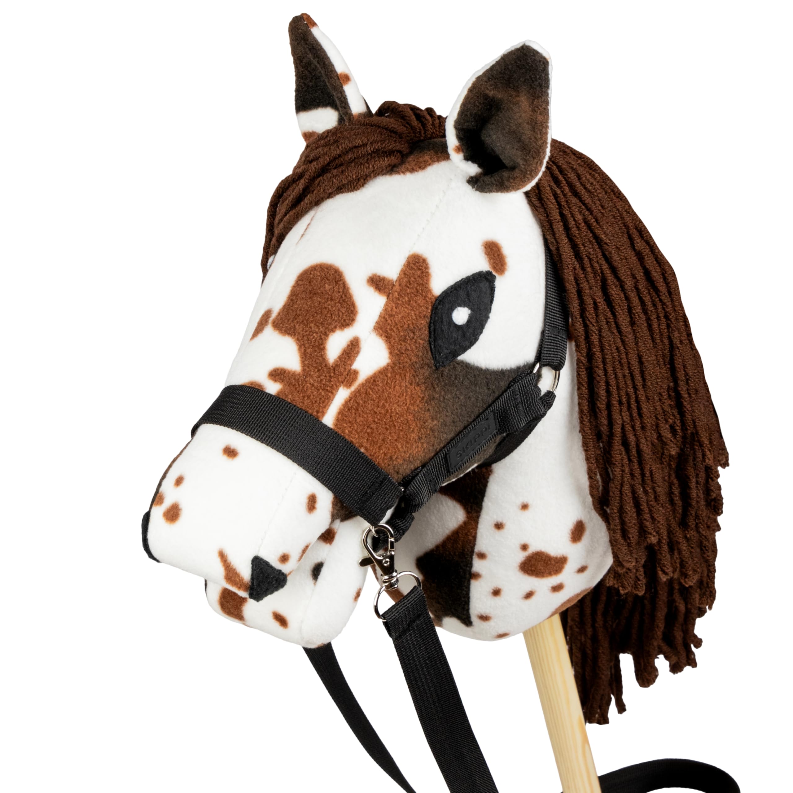 SKIPPI Hobby Horse Gniado-srokaty, A5, Kantar i Wodze w Zestawie, Łaciaty biało-brązowy Koń na Kiju