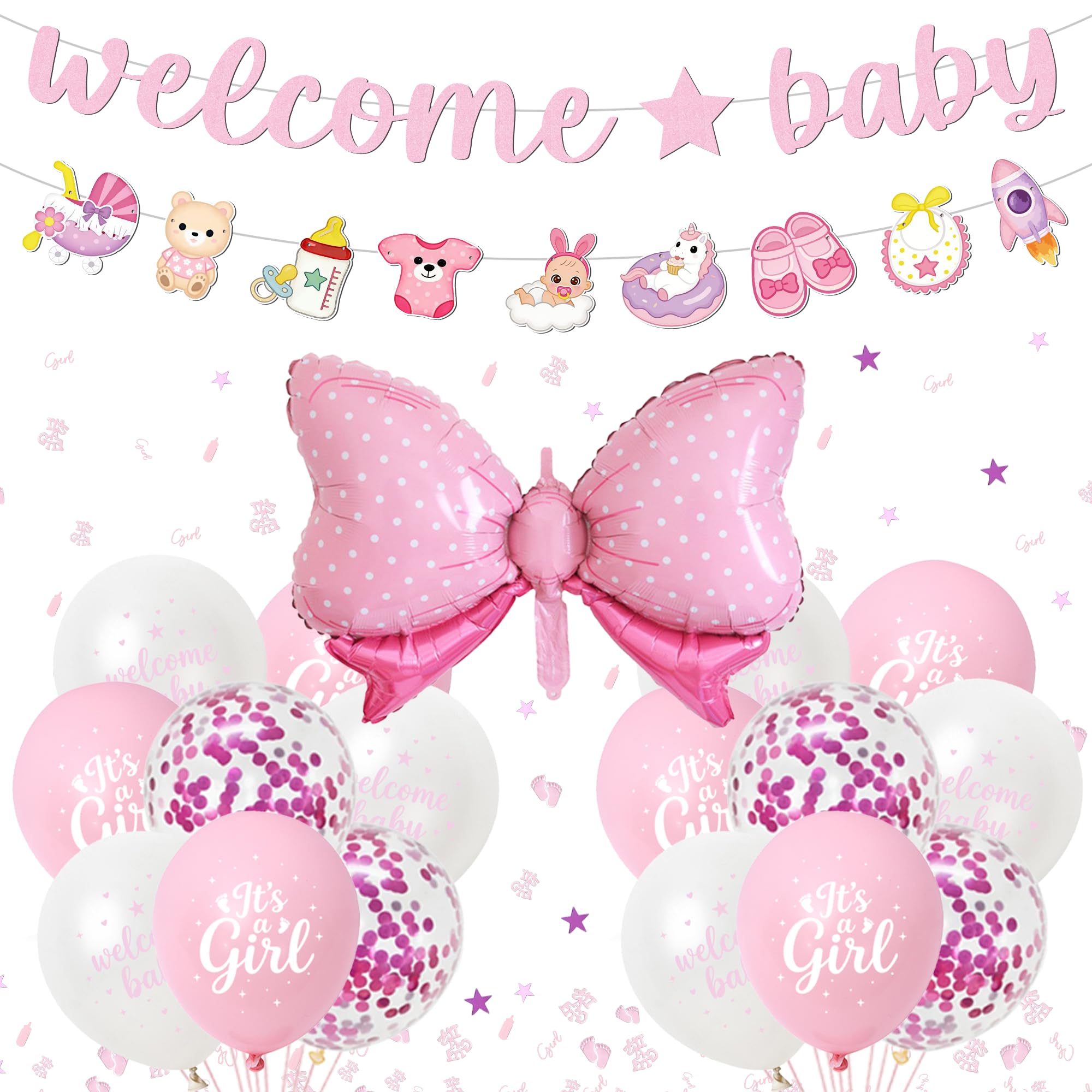 Baby Shower Welome Girls Party Decorations, 29Pcs Baby Shower Balloons Set โ image 1