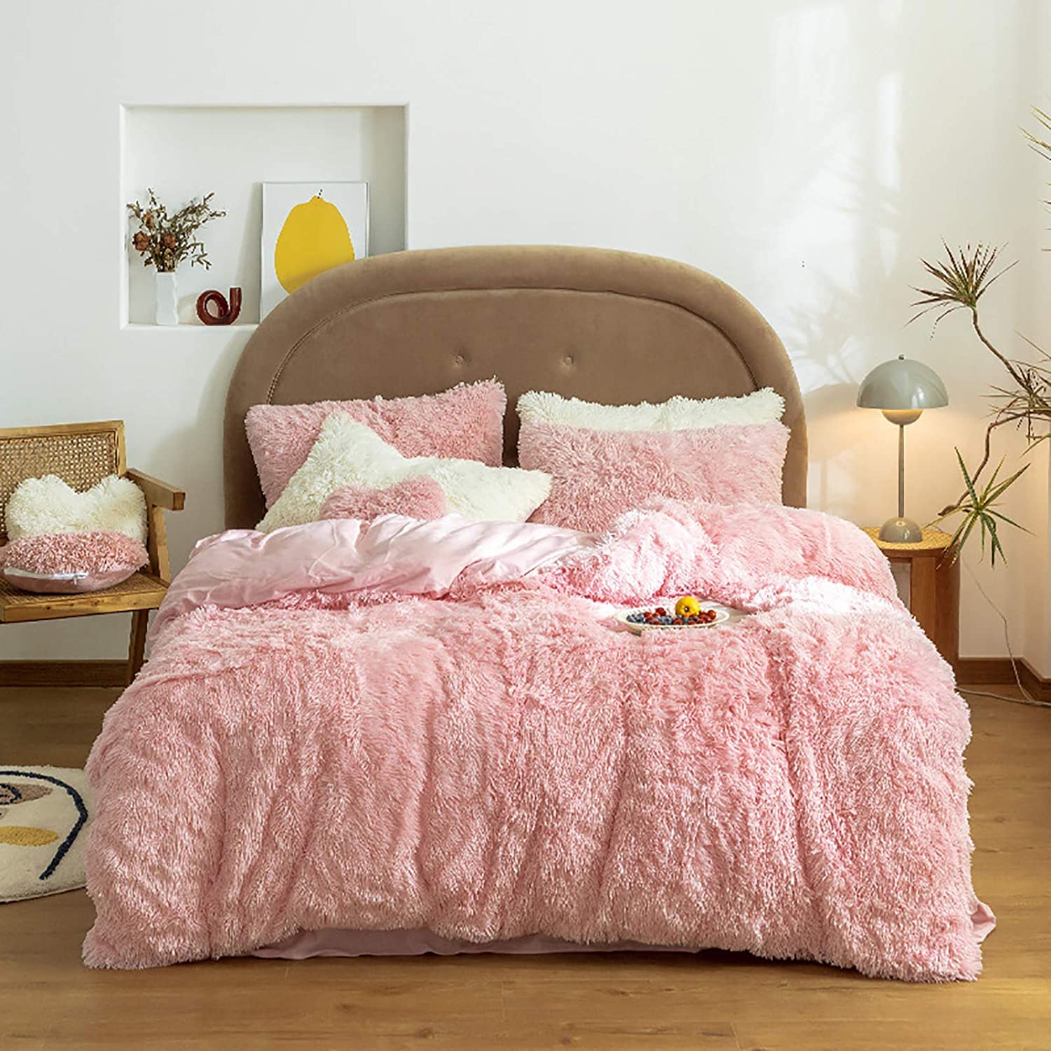 MGEMJMJ Solid Color Fluffy Duvet Cover,Winter Soft Fuzzy Faux Fur Quilt Cover With Zipper,Shaggy Flannel Comforter Cover(Size:200x230cm(79x91inch),Color:C)