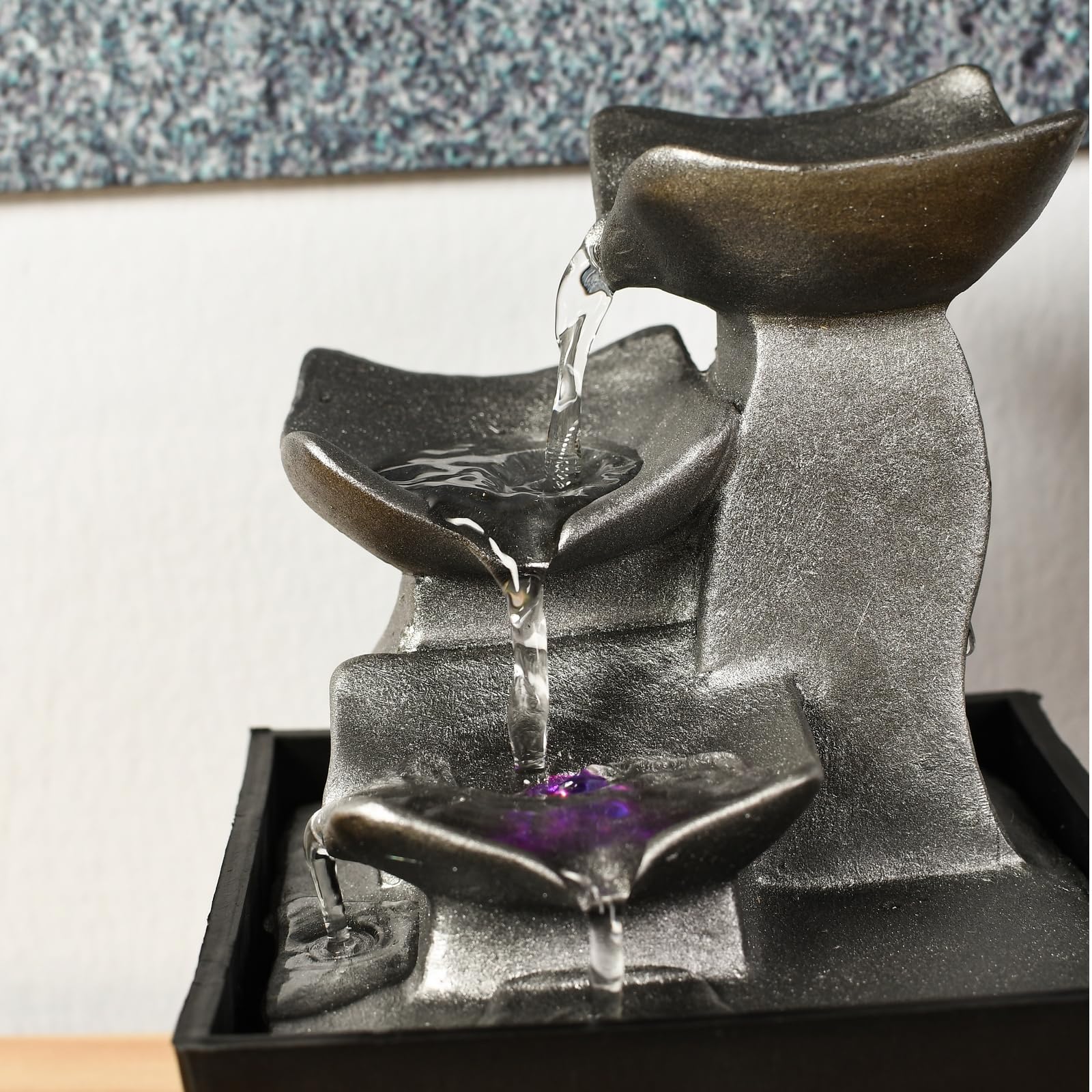 Zen Light Nature Boro - Fuente, de Resina, Plateada, 13 x 13 x 17 cm