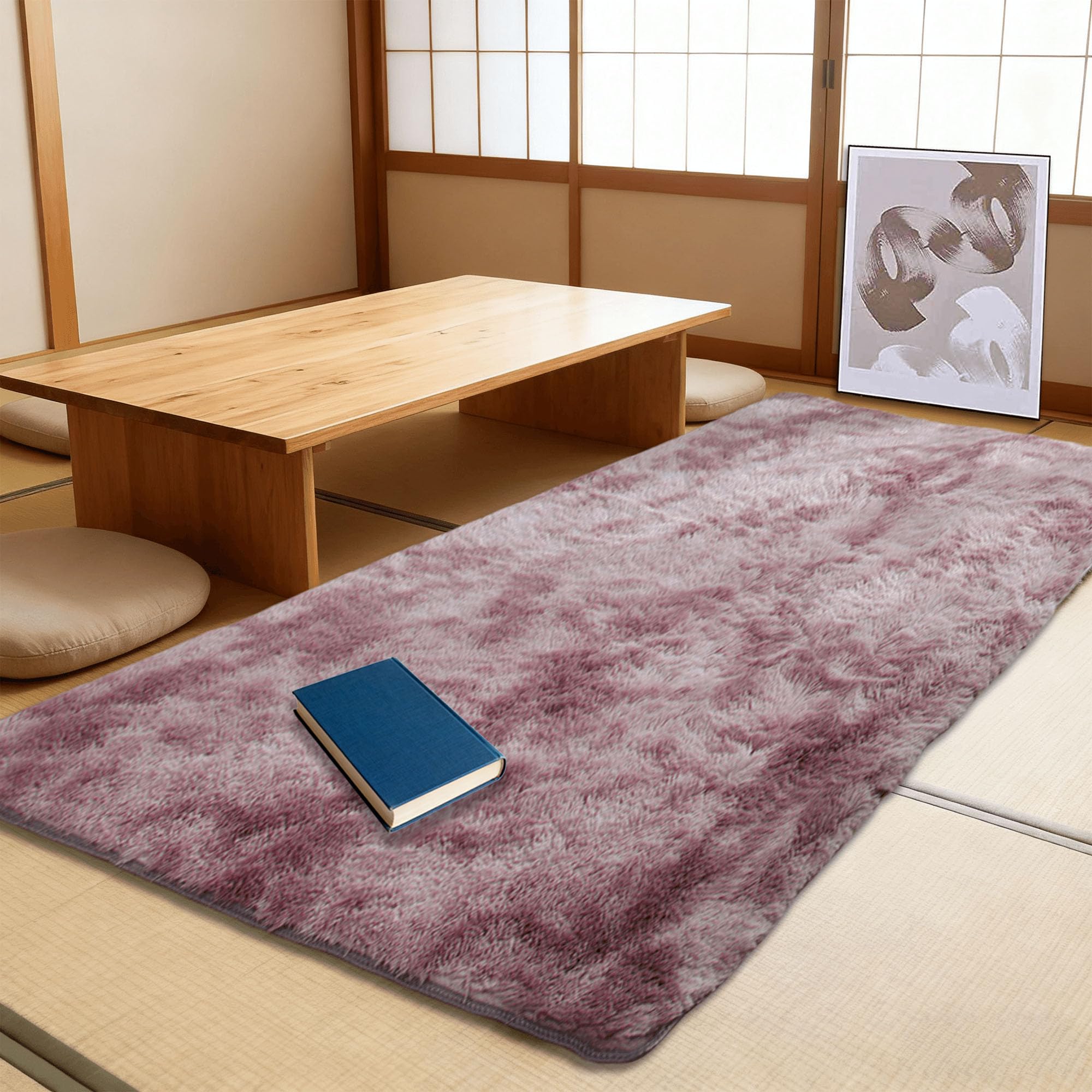 Tapis salon shaggy rose pourpre pour réchauffer l'ambiance de votre chambre