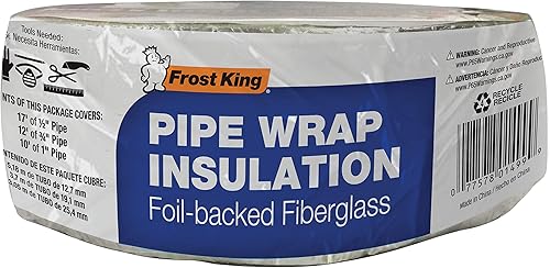 Miniatura 5 de Frost King - Envoltura de tubo de fibra de vidrio con reverso de aluminio, 3 pulgadas x 1 pulgada x 25 pies