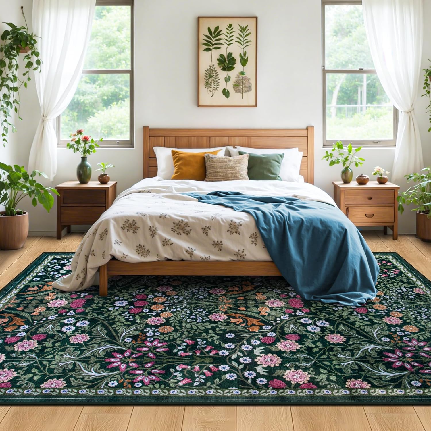 Vintage Floral Soft Washable Area Rug: Stylish Stain-Resistant Carpet for Any Room