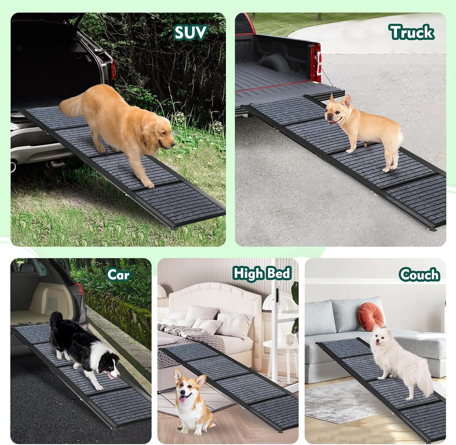 Snagle Paw Längste 180 cm große Hunderampe, tragbare Treppe für große Hunde mit rutschfester Teppichoberfläche, zusammenklappbare Haustierrampe bis zu 140 kg, Haustiertreppe für mittelgroße und große
