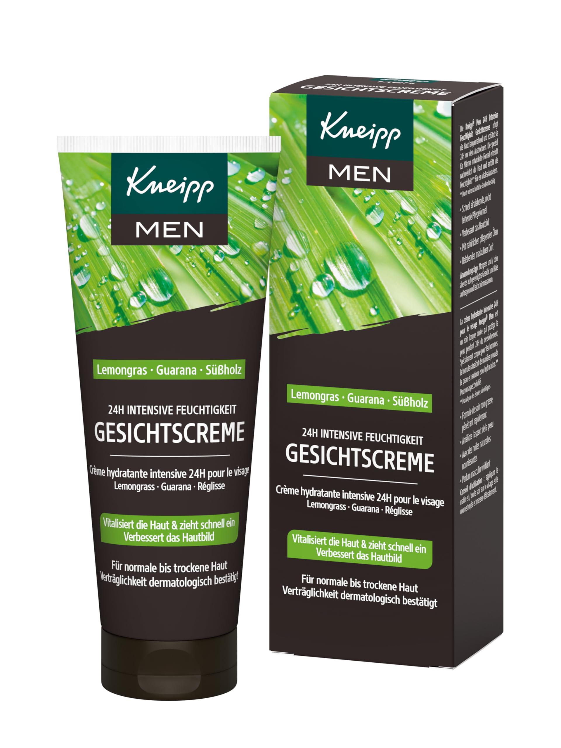 Kneipp MEN 24h Intensive Feuchtigkeit Gesichtscreme - Gesichtspflege für Männer - vegan - 75ml