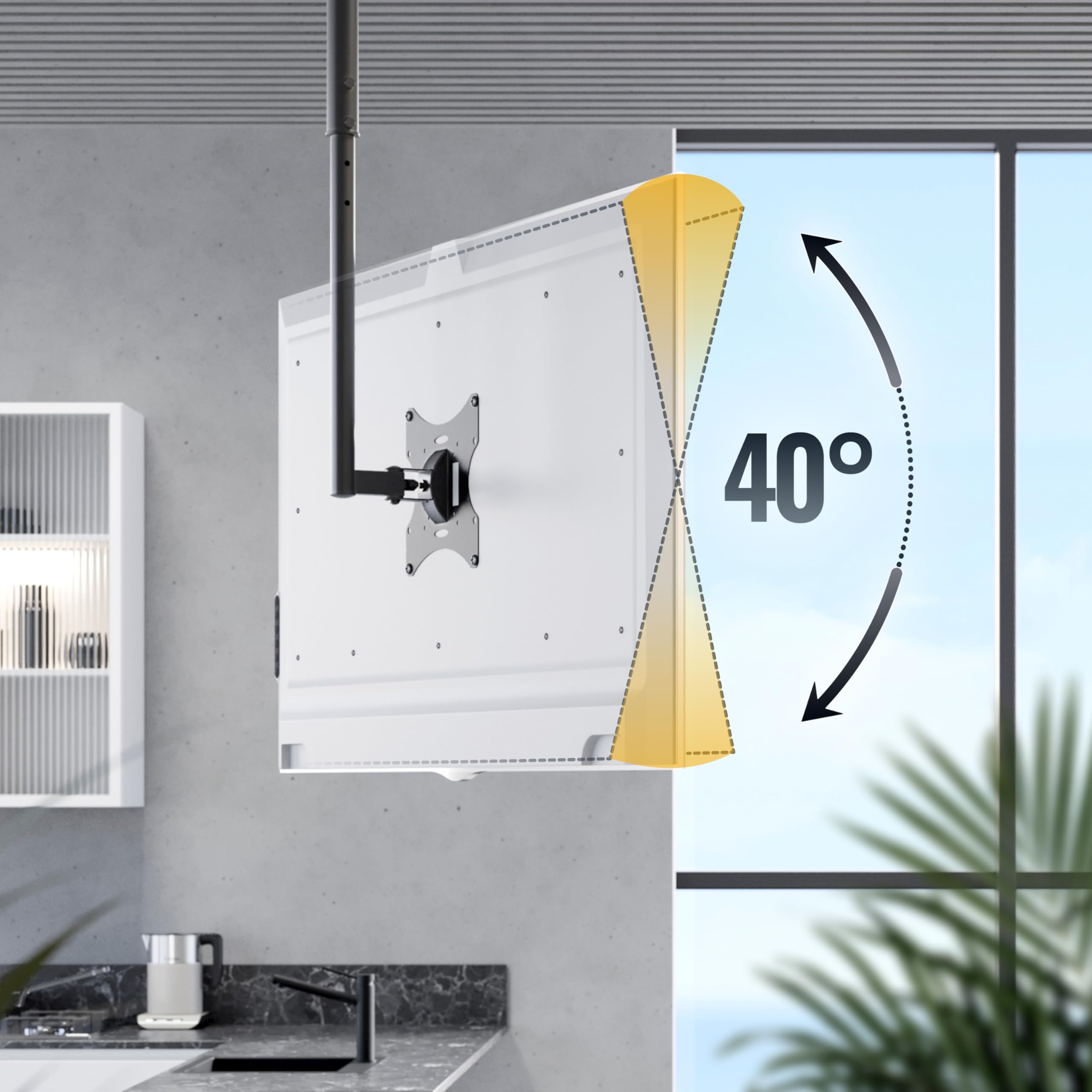 RICOO Supporto TV soffitto D0322 Girevole Inclinabile Televisore 23-42" (58-107 cm) Staffa universale Televisione LED/LCD VESA 75 x 75-200 x 200